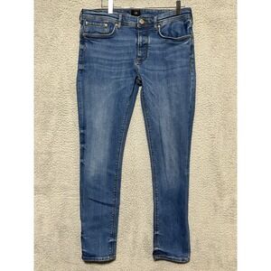 Mens River Island Jeans Size 32X32 Skinny Stretch W35 L30 Button Fly